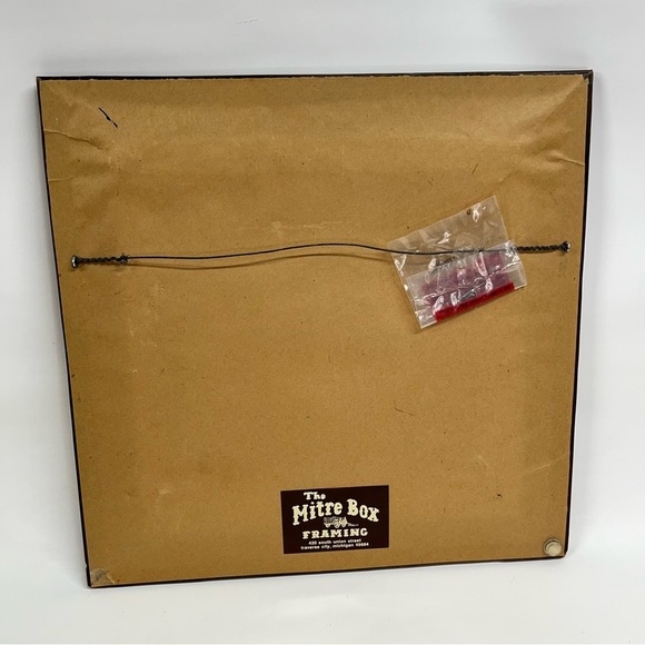 Vintage 70s Framed Crewel Embroidery Picture judge Dixon green brown - Picture 4 of 6